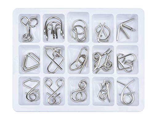 Metal Wire Puzzles Activity for Dementia Alzheimer's Seniors Elderly Memory Loss Product Keep Hands Busy Game Toys Gifts (15set) - Red