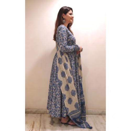 Image of Nermosa Women Printed Anarkali Kurta and Pant Set with Dupatta | Printed Kurta Set | Women Kurta Sets |