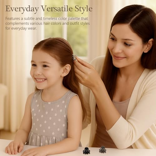 Set de Pinzas para el Cabello Mini Mate para Cabello Fino, Pinzas Pequeñas Antideslizantes para Mujeres, Tonos Neutros en Caqui, Café, Marrón y Negro (12 Piezas) miniatura 3
