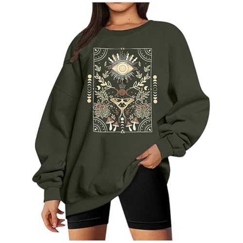 Sweat-shirt à capuche femme avec col rond décontracté et imprimé tendance pour automne