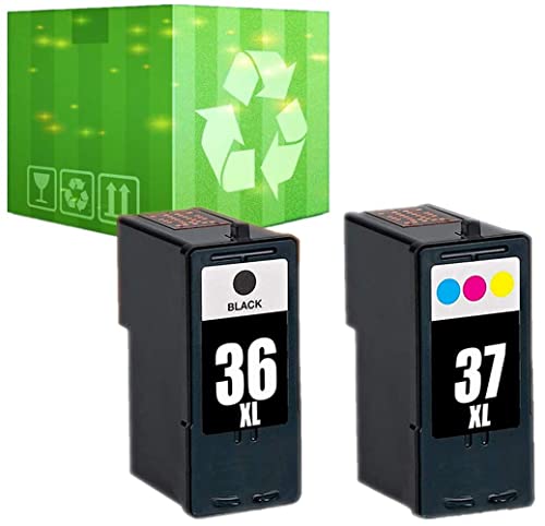 INKTONER 2x For Lexmark 36 Black 37 Color Ink Cartridge For X5650 X6650 Printer