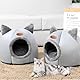 ToKinCen Cat Cave Cat Bed Katzenhöhle Katzenbett Waschbare Halbgeschlossen Katzenzelt Katzenkorb Grau Katzenhäuschen