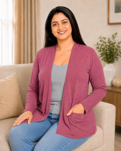 Image of In Love Women's Solid Open Front Shrug with Pockets