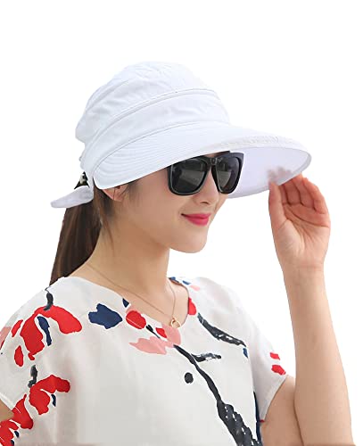 SJTJSPX Chapeau de Soleil Femme Casquette Visière Sports Eté Multi-usages Chapeau Vide Capeline à Large Bord Anti-Soleil Chapeau de Peche Melon Plage...