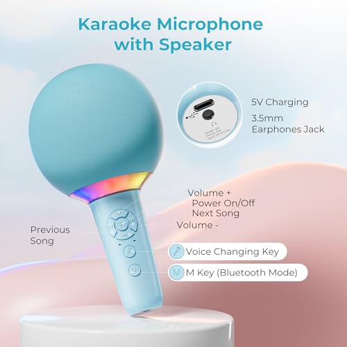 Wireless Kids Karaoke Microphone Karaoke Mic Speaker with LED Light - image 7