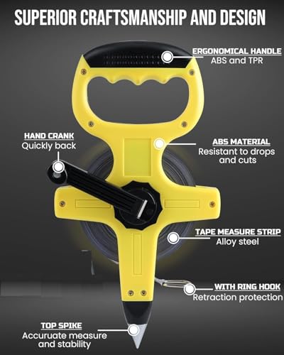 Image of Sevia Steel Tape Measure 30Meter /50Meter, Portable Stainless Steel Tape Measure Open Tape Measure with Metric Scales Marks, for Carpenters Woodworkers Architects Tools (50 Meter)