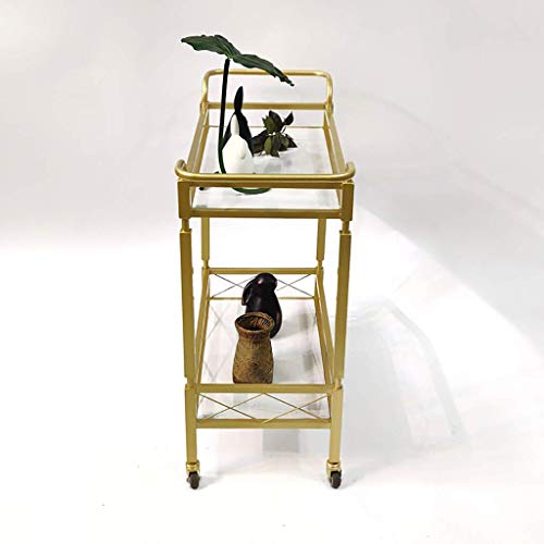 Kxa 2-Tier Wrought Iron Wine Water Rack Service Trolley Home Hotel Restaurant Wine Multifunctional Storage Trolley (Gold, 89 * 82 * 38Cm) #TOP5