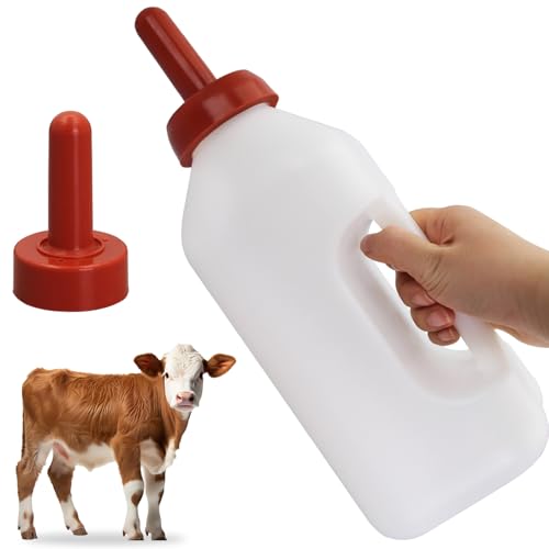 2 Quart Calf Nursing Feeding Bottle with a Replacement Nipple, Calves Nursing Milk Feeding Bottle with Handle Livestock Supplie