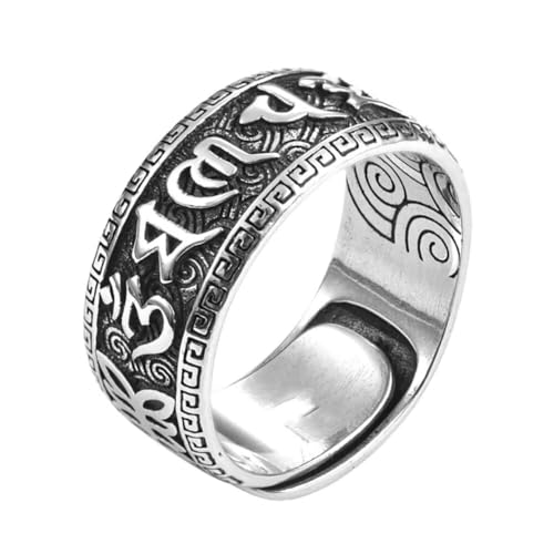 Bague ouverte argent 925 avec mantra Om Mani Padme Hum tibétain réglable
