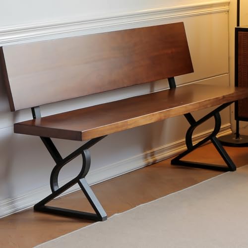 BOTAOYIYI Bench Legs 16 Inch Triangle Metal Chair Base Legs with Backrest Bracket Set of 2 DIY Project Suit for Butcher Block countertop, Wood Slab Bench Outdoor, Indoor (D)