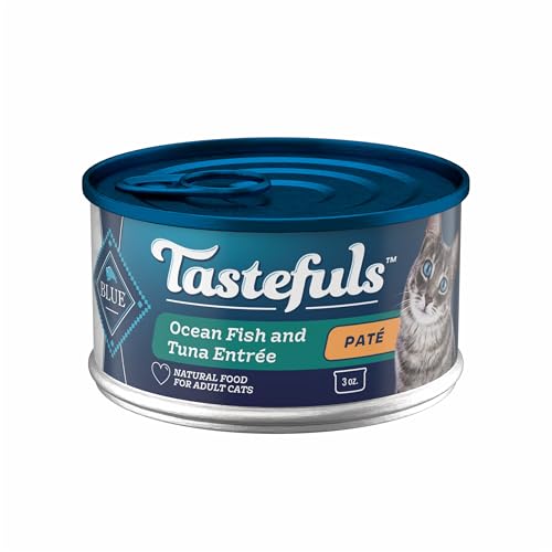 Image of Blue Buffalo Tastefuls Wet Cat Food Pate, Made with Natural Ingredients | Ocean Fish and Tuna Entree, 3-oz. Cans (24 Count)