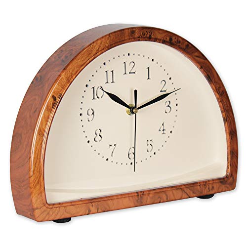 Soldela ® Reloj de sobremesa Estilo Retro - Reloj Despertador analógico con manecillas clásicas - Silencioso y sin Tic TAC - Luz LED por Simple presión - Diseño de Madera - 26 CM Cover