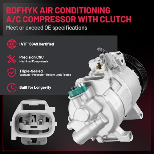 Image of BDFHYK 198334 Air Conditioning A /C Compressor with Clutch Compatible with Ram 1500 Classic V6 3.6L 2019-2023, Ram 1500 V6 3.6L 2014-2022