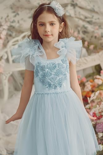 Tutu Dress for Girls - Glitter Sequin Tulle Dress Tiered Layered Flower Girl Dress for Wedding Birthday Photo Prop3