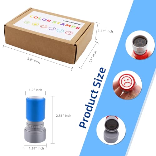 Image of 6pcs Rubber Plastic Round Self-inking Stamps, Vibrant Smiley Stamps, Best Homework Stamps, Encouraging Classroom Comments