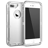 MAXCURY iPhone 8 plus/7 plus/6s plus/6 plus Case, Anti-Shock Hybrid Protective Clear Phone Case 3 in 1 Dual Layer Shockproof Case for iPhone 6 plus/6s plus/7 plus/8 plus in 5.5 Inch (Clear)