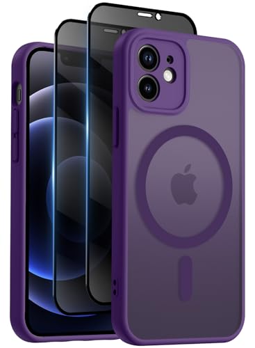 Aekyiwot Hülle für iPhone Magnetische Handyhülle Kompatibel mit iPhone mit Kameraschutz, 1 Hülle mit 2 Schutzfolie Sichtschutz Privacy Schutz, Stoßfest Kratzfest Schutzhülle