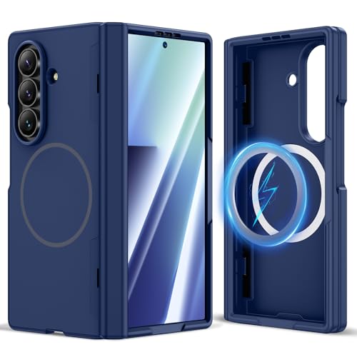 Doeshine für Samsung Galaxy Z Fold 7 Hülle mit 9H Bildschirmschutz Kompatibel mit Mag-Safe Dünn & Robuste Scharnierschutz Magnetische Handyhülle Stoßfeste & Fallenlassen Schutzhülle Blau