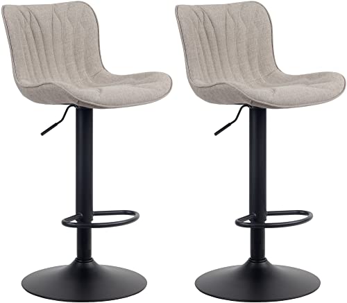 CLP Lot De 2 Tabourets De Bar Linus en Similicuir Tissu Velours I Chaises Hautes I Réglable...