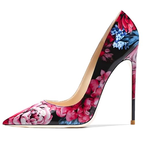 Escarpins à imprimé floral pour femmes avec talon aiguille de 12cm et bout pointu élégant