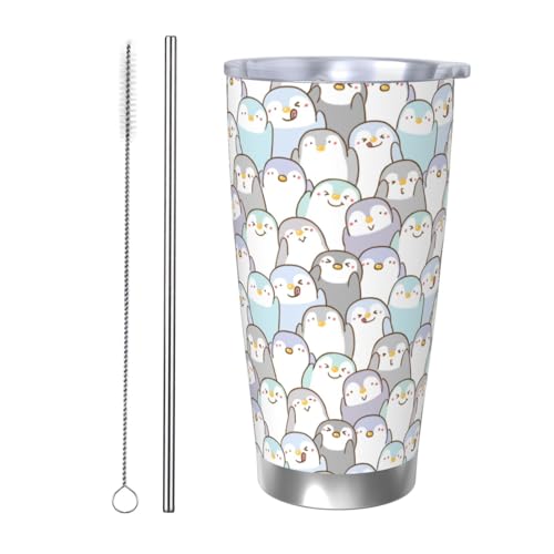 CHASOEA Penguin Tumbler 20oz Cute Animal Stainless Steel Vacuum Insulated Tumblers with Lid and Straw Travel Coffee Mug Tea Wine Cups Water Bottle Gifts for Women Penguin Lovers