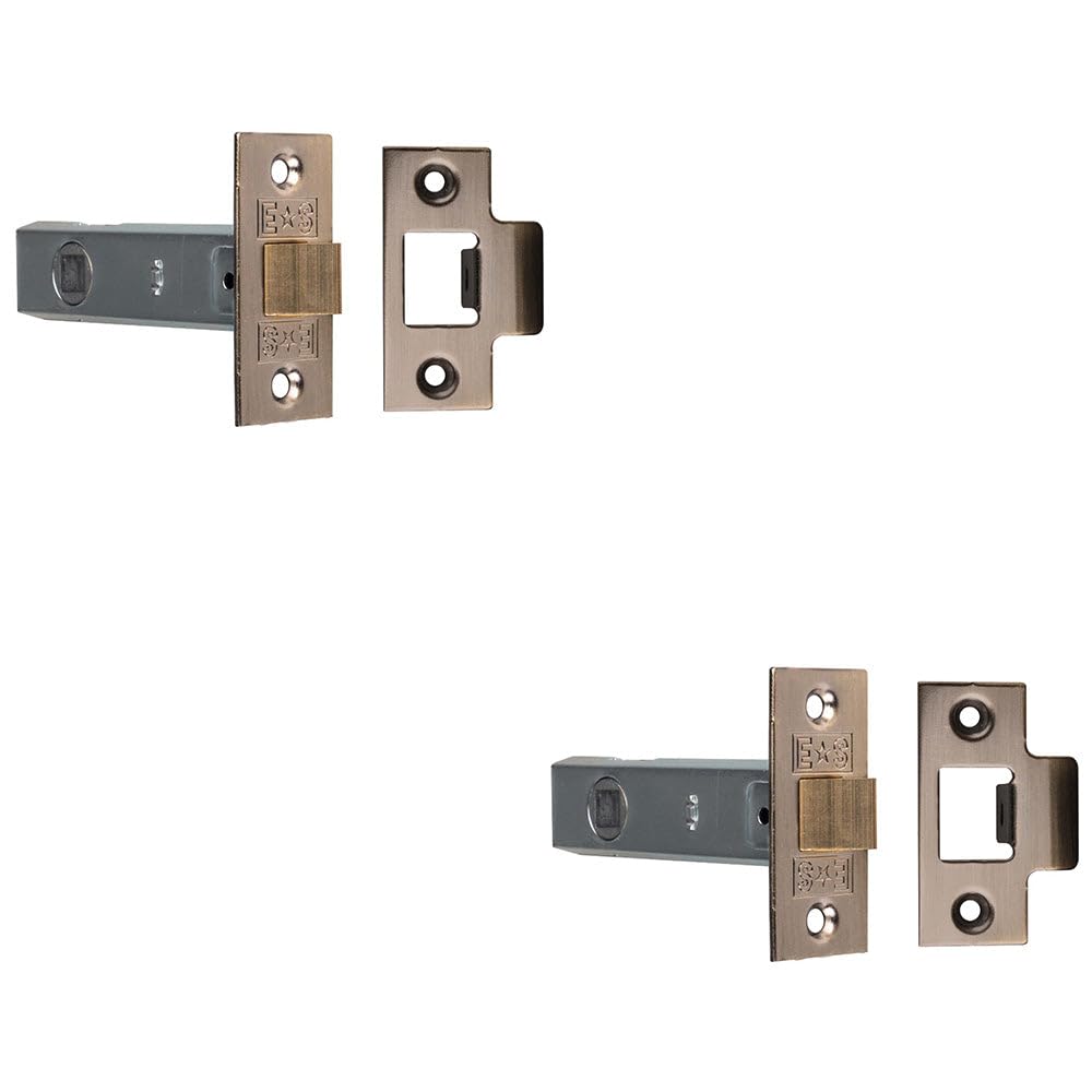 Loops Florentine Bronze 2 Pack - 76Mm Standard Tubular Door Latch Square Strike Plate & Forend