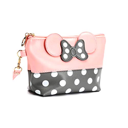 Trousse de maquillage pour femme - Motif : pois - Motif : dessin animé - Pour sac à main, clés, écouteurs, rouge à lèvres (poudre blanche) Cover