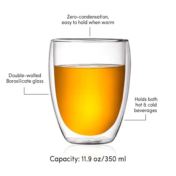 Image of VAHDAM, Double Wall Glass Tea Cup (350ml Capacity) Lead-Free Borosilicate Glass | BPA Free, Double Wall Coffee Mug