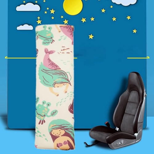 Image of Baby Seat Belt Strap Cover, 2 Pcs Kids Car Seat Belt Cushions Pads, Shoulder Strap Protectors for Girls Boys (Mermaid)