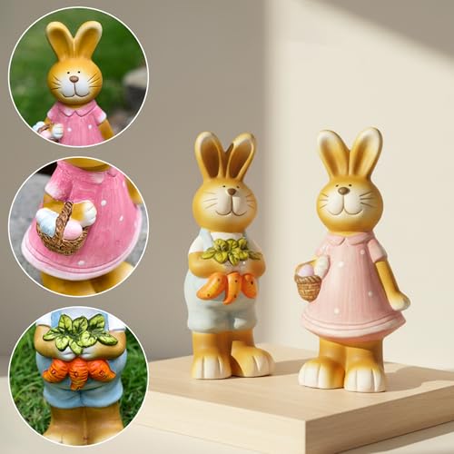 Figurines lapin de Pâques résine 8.3 pouces : statuettes étanches table et extérieur