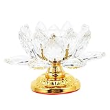 FUNOMOCYA Kristall Lotus Kerzenhalter für Buddha Eleganter Stabiler Teelichthalter aus Dickem Kristallglas für Romantische Anlässe Stilvolle Wohnaccessoire