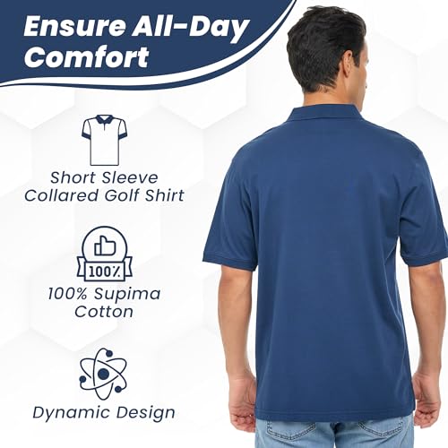 Polo BAAZ para hombre de algodón Supima con mangas al codo acanaladas miniatura 4