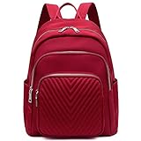 BMVMB Women Backpack Nylon Red Shoulder Bag Casual Lightweight Backpacks Rucksack Daypack for Women