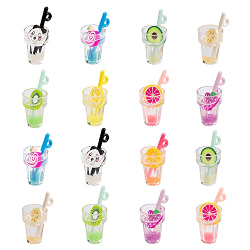 Airssory 45Pcs 9 Colors Fluorescent Mini Panda Fruit Tea Juice Charm Drink Cup Dangle Charms for DIY Jewelry Earring Hanging Keychain Necklace Making Craft