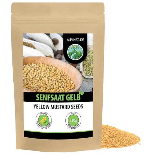 Alpi Nature Senfkörner gelb weiß 250g, Senfsaat gelb, gelbe Senfsamen, gelb Senf