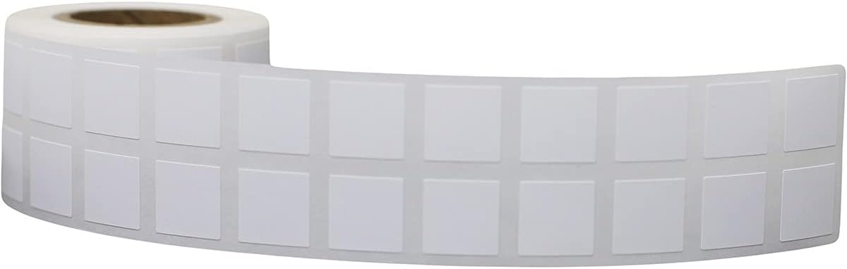 White 1/2" Inch Square Adhesive Labels 1,000 Color Coding Dot Stickers for Efficient Inventory Management, Crafting Projects, and Organizational Tasks in Offices, Schools, and Homes
