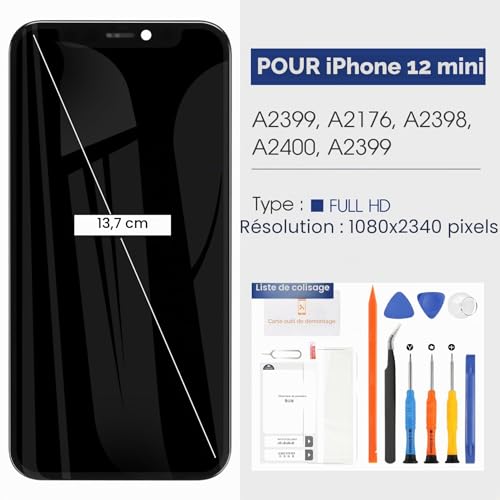 Écran iPhone 12 Mini LCD tactile numériseur A2399 A2176 verre - 3