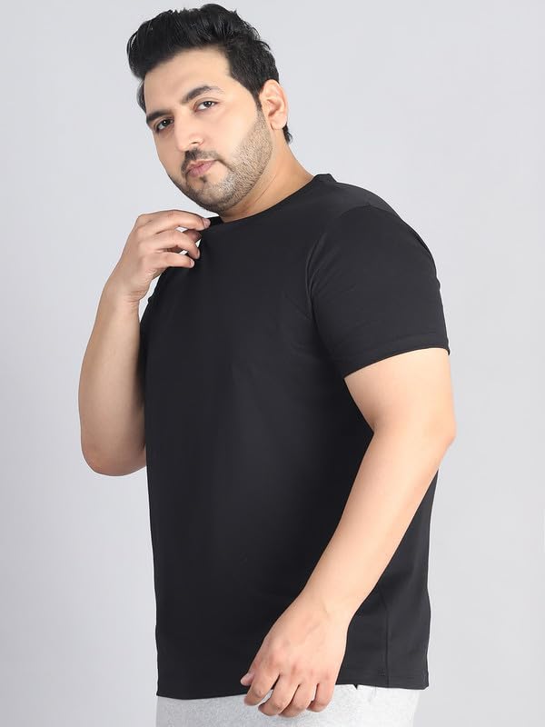 Rute Men's Pure Cotton Round Neck Half Sleeve Black T-Shirt 1