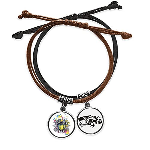 Bracelet corde et cuir minibus graffitis street baril guitare tendance pour homme