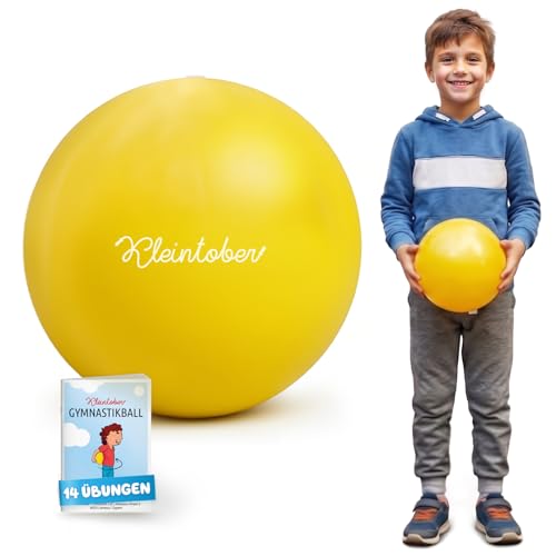 Kleintober Pilates Ball 24 cm I Gymnastikball Klein für Kinder & Jugendliche I Yoga Ball für Senioren I Doppelte Wandstärke I Antirutsch I Anleitung I Yoga Zubehör I Pilates Zubehör