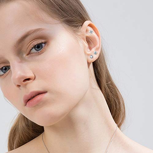 Loyallook 12 Pairs Stainless Steel Ball Stud Earrings Barbell Cartilage Helix Ear Piercing 3-6Mm 2 Colors (18G 12 Pairs Silver Tone 4Mm) #TOP6