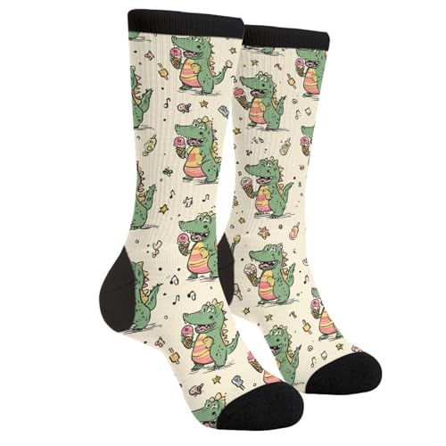 Tuaakeo Alligator Ice Cream Funny Novelty Socks Casual Athletic Crazy Crew Socks For Women Men