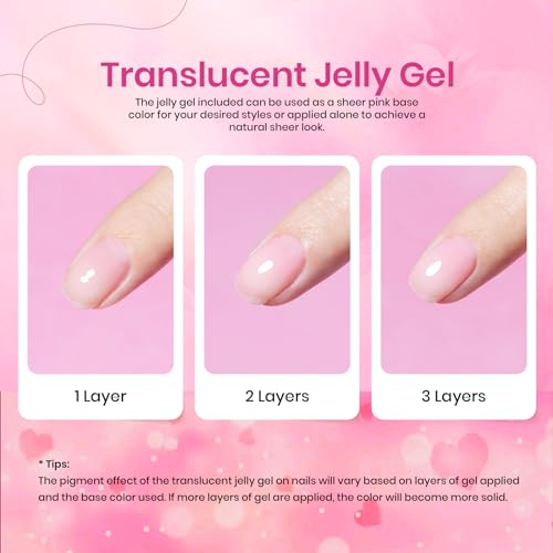 Image of Beetles Pink Gel Nail Polish Set - 6 Colors Hot Pink Glitter Bright Jelly Gel Polish Soak off Uv LED Cured Nail Art Design Salon Home DIY Manicure Spring Summer Gifts for Women
