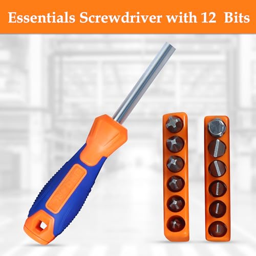 Image of GLUN Screwdriver Set, 23 in 1 with Pliers, Allen Keys, Stanley Screwdriver, Aluminium Spirit Level, and 12 Screwdriver Bits - Auto Repair Tool Combination Package