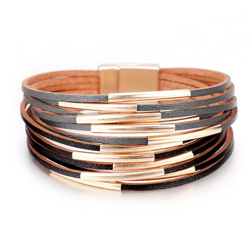 Fesciory Leather Wrap Bracelets for Women, Boho Western Stacked Jewelry