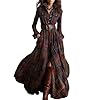 Vestido Mujer Manga Larga - Vestido Fiesta Mujer Cuello De Solapa Cuadros, Vestidos Largo Steampunk Elegante Chic - Dresses for Women Glamour Adecuado para Primavera Rojo Intenso L