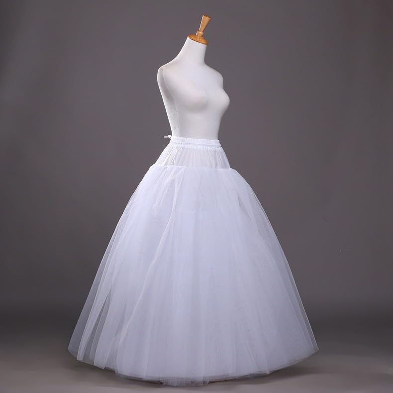 Women's A-line 4-layer skirt Hoopless Petticoat Crinoline Underskirt White for wedding dress bride's ball dress4