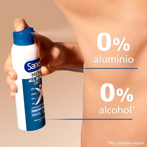 Miniatura 6 de Sanex Spray Men Todo el Cuerpo Deo Frescor Total 150ml, Desodorante Manos, Axilas, Cuerpo y Pies, 72H Protección contra Olor Clínicamente Probada, Hipoalergénico, Delicado con Piel (Paquete de 2)