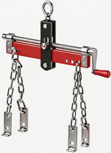 DEXSO Engine Hoist Shop Crane Engine Leveler 1500lbs Steel with Ball Bearing and Adjustable Handle Red