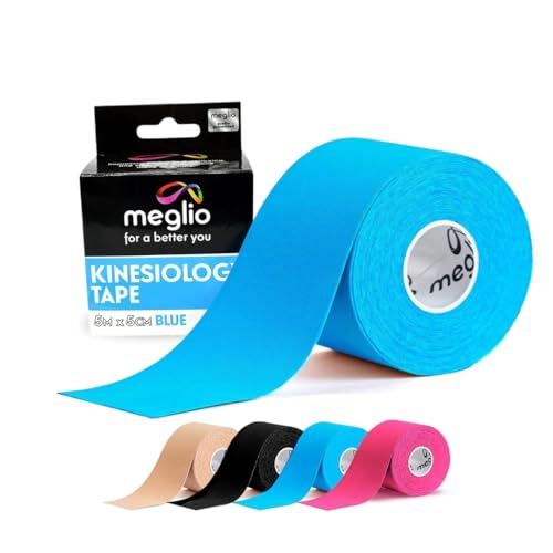 Meglio Kinesiology Tape 5m Uncut Roll Blue Waterproof Muscle Support